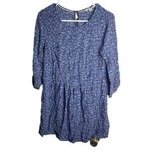 Boden Shirt Womens US 8 Blue Paisley 3/4 Sleeve Blouse Tunic Round Neck